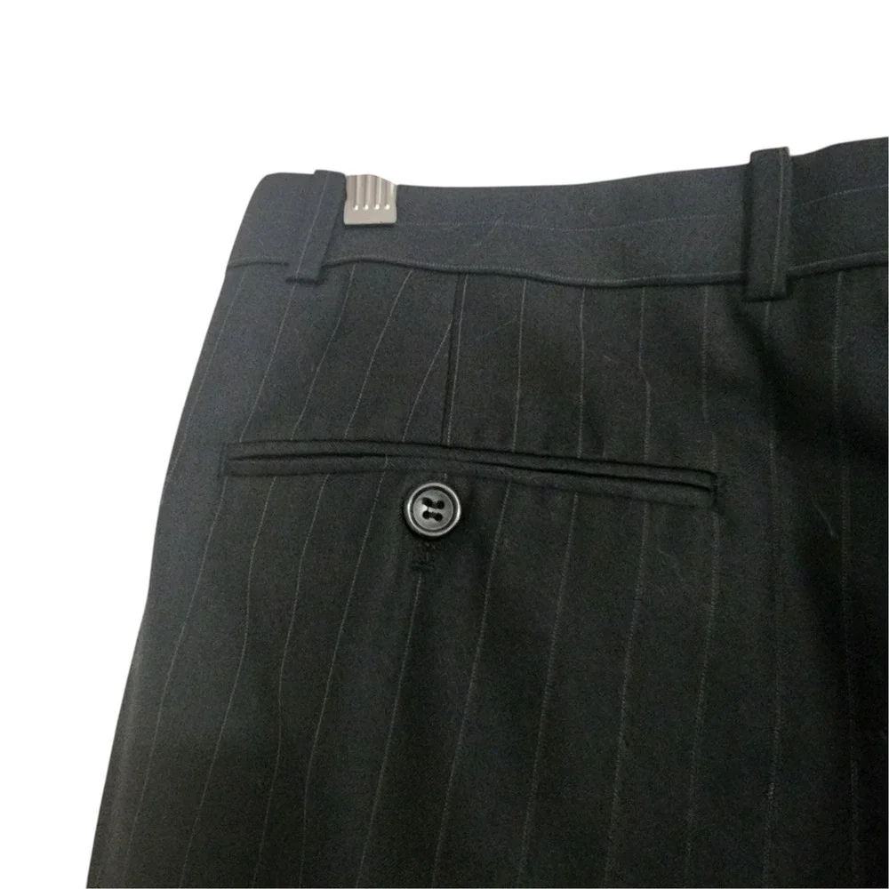 Martino Uomo Moda Black/navy Pinstripe 2 Pc Suit Blazer Pants Men's 34x32